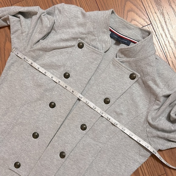 Tommy Hilfiger woman’s gray military band cotton jacket brass style buttons szL - Picture 12 of 15